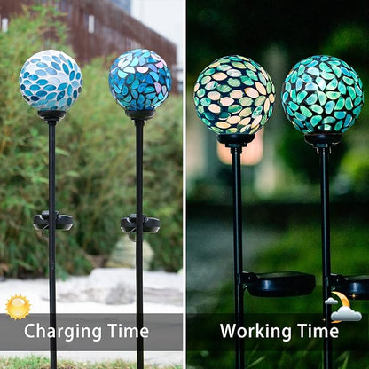 VCUTEKA Solar Lights Outdoor Decorative, Mosaic Solar Garden Light Waterpoof - Image 3