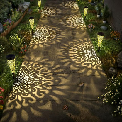 gardencave 6 Pack Solar Lights Outdoor Garden Decorative Mandala Solar Pathway - Image 3