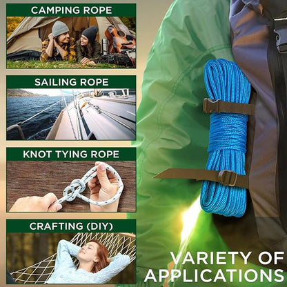 TECEUM Rope – 90 Feet x 3/8 Inch – Sky Blue – Strong All-Purpose Utility Rope – - Image 5