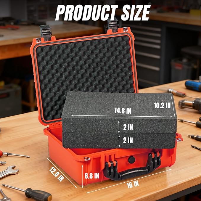 Jack Boss 16x 12.8x 6.8 Inch Hard Case, Portable Weather Waterproof Protective - Image 2
