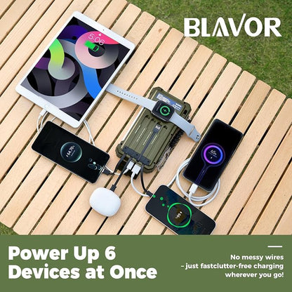 BLAVOR Solar Power Bank 20000mAh Built-in Cables, Wireless Charger - Image 2