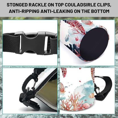 Waterproof Dry Bag, Sea Turtle Jellyfish Coral Red Small Waterproof Backpack - Image 3