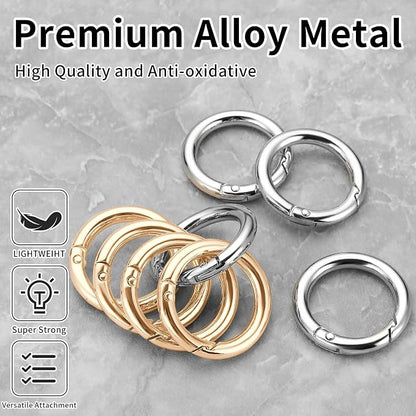Gkeygo 1 Inch Keychain Rings, 8 Pack Round Carabiner Clip - Image 2