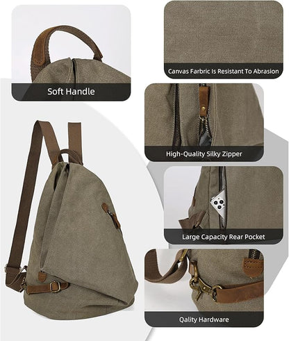 KL928 Canvas Vintage Backpack – Large Casual Daypack Outdoor Travel Rucksack - Image 3