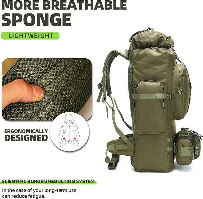 100L Camping Hiking Backpack, Molle military Tactical rucksack backpack - Image 8