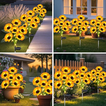 ostritec Sunflower Solar Lights Outdoor Decor, 4 Pack Solar Garden Decor 24 - Image 6