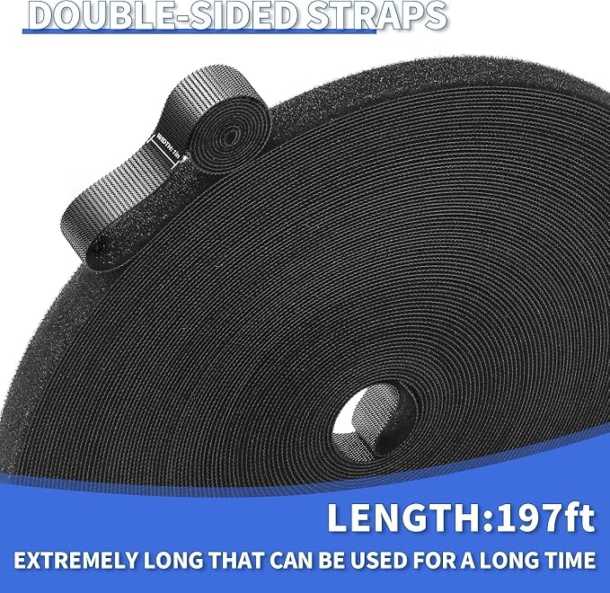 1In x 50Ft Reusable Cable Ties Hook and Loop Roll | Tie Down Straps, Nylon - Image 2