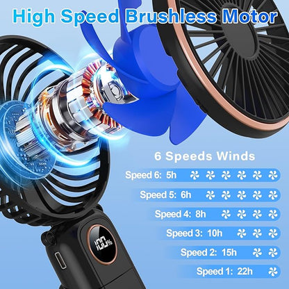 Portable Handheld Fan 5200mAh, USB Rechargeable Foldable Electric Personal - Image 2