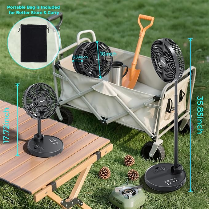 AMACOOL 10'' Foldable Oscillating Fan, 20000mAh Battery Operated - Image 7