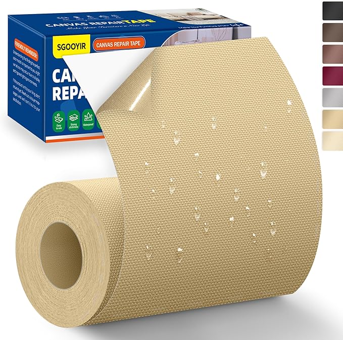 Self-Adhesive Canvas Repair Tape, Fabric Patch Repairs Kit by Sgooyir