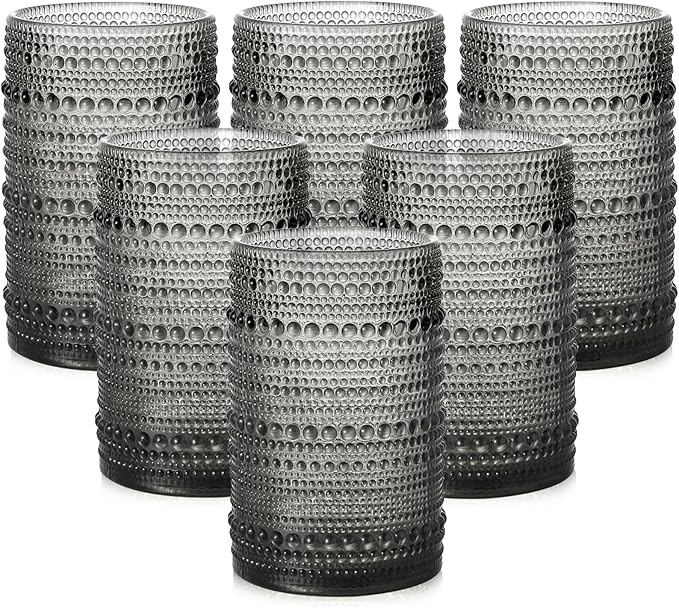ZMOWIPDL Vintage Glassware Drinking Glasses Set of 6, 15 oz Hobnail Glass Cups by ZMOWIPDL