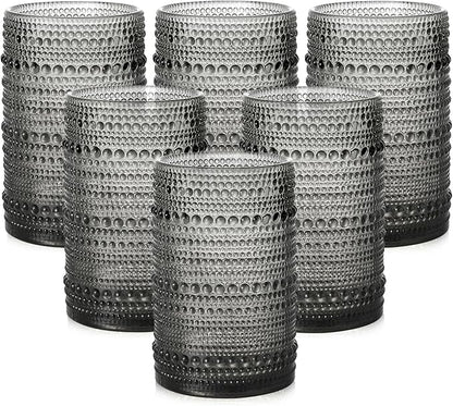 ZMOWIPDL Vintage Glassware Drinking Glasses Set of 6, 15 oz Hobnail Glass Cups by ZMOWIPDL