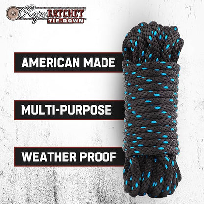Rope Ratchet 3/8" Heavy Duty Polypropylene Rope – Braided Tie Down, Ratchet Cord - Image 3