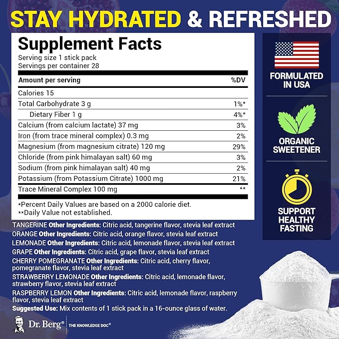 Dr. Berg Sugar Free Electrolyte Powder Packets - Image 3