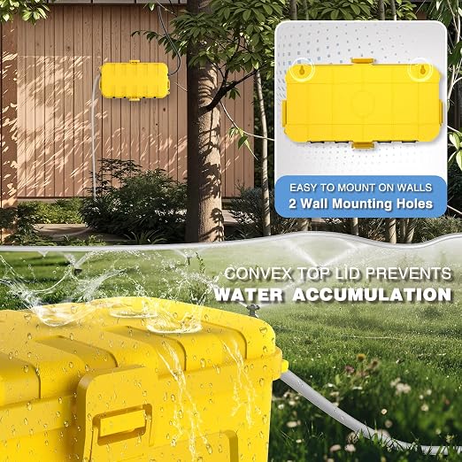 Flemoon Medium Outdoor Electrical Box, IP54 Waterproof Extension Cord Cover w/6 - Image 6