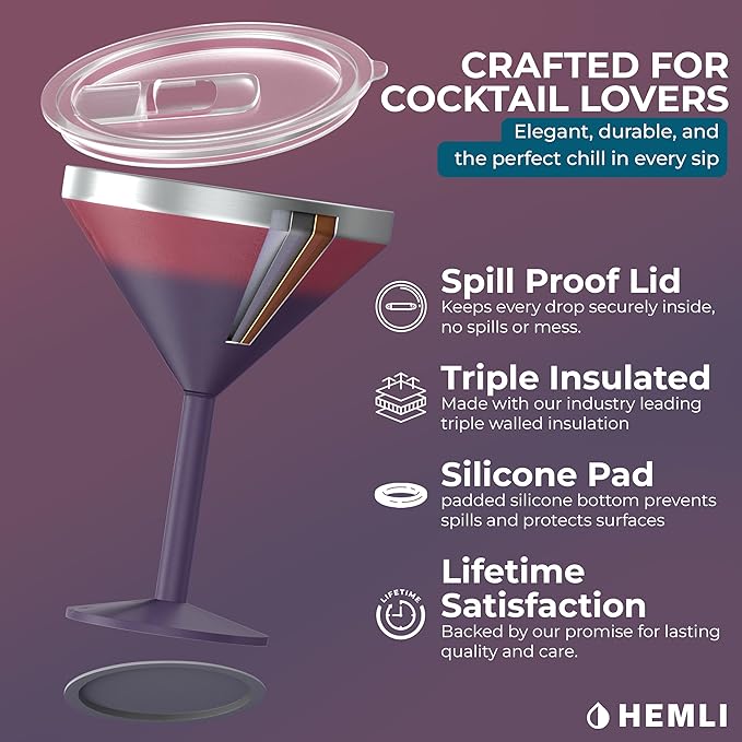 Martini Glass, Stainless Steel Insulated Martini Tumbler, Cocktail Cup - Image 3