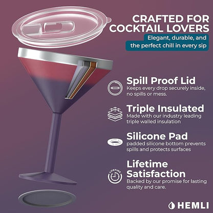Martini Glass, Stainless Steel Insulated Martini Tumbler, Cocktail Cup - Image 3