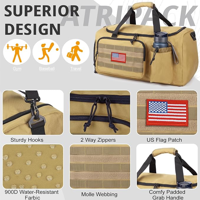 Tactical Gym Bag for Men, 60L Large Capacity Duffle Bags - Image 6