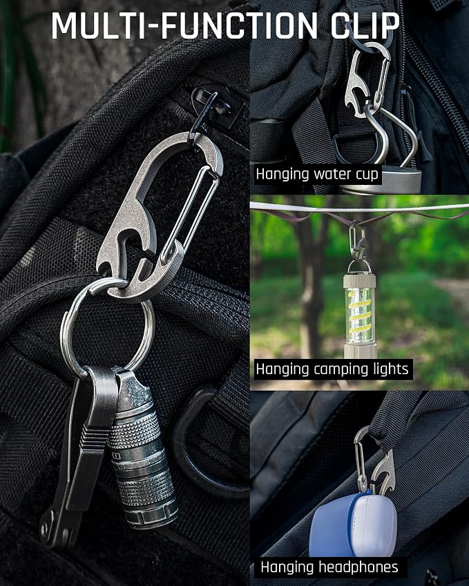TISUR Titanium Carabiner Keychain Clip, Anti-Lost Key Ring Holder, Self-Locking - Image 4