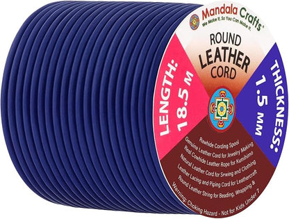 Mandala Crafts Round Genuine Navy Blue Leather Cord by MandalaCrafts