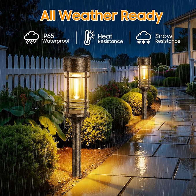 LETMY 8 Pack Brown Solar Pathway Lights Outdoor, Bright Solar Lights Outdoor - Image 4