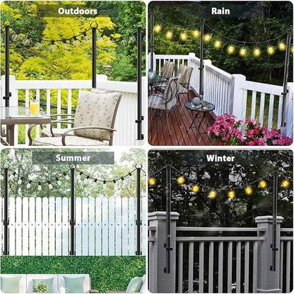 2 Pack String Light Poles, 5Ft Metal Poles - Image 2