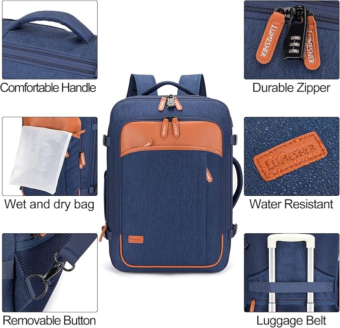 Lumesner Carry on Travel Backpacks, Extra Large 40L Flight Approved Bag - Image 7