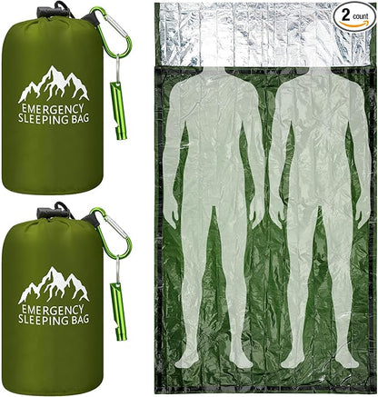 Oudain 2 Pcs XL Emergency Sleeping Bag 94.5" x 49.2" Waterproof Survival by Oudain
