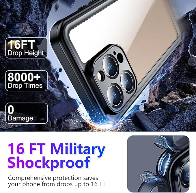Temdan Compatible with iPhone 16 Pro Max Case Waterproof, Built-in Screen & - Image 3