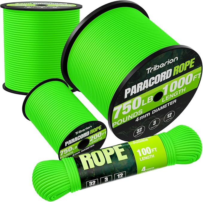 Paracord Rope 750 lb - 1000ft 5/32" Parachute Cord 4MM 12-Strand para Cord - by Triberion