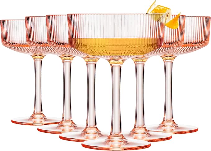 Khen Shatterproof Acrylic Ribbed Vintage Art Deco Martini, Champagne & Cocktail - Image 5