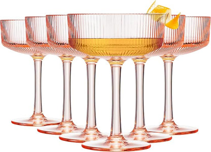 Khen Shatterproof Acrylic Ribbed Vintage Art Deco Martini, Champagne & Cocktail - Image 5