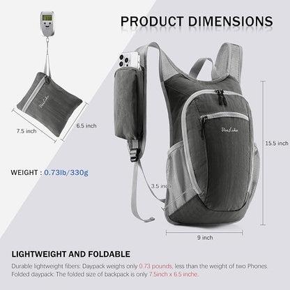 Uselike 10L Small Hiking Backpack Travel Daypack Lightweight Packable Back Pack - Image 6