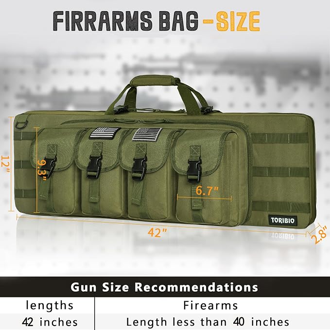 TORIBIO Double Rifle Case Soft Bag 32" 34" 36" 42" 46" 48'' 51“ 55” Gun Case - Image 2