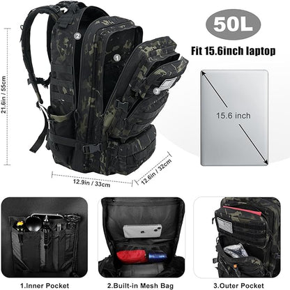 Military Tactical Backpack 50L Large Day Backpack - Image 3