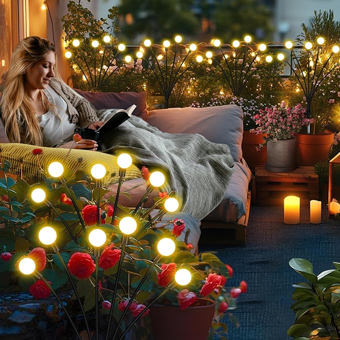 ZFNN Solar Garden Lights Outdoor, 4 Pack Firefly Swaying Lights, Waterproof - Image 2