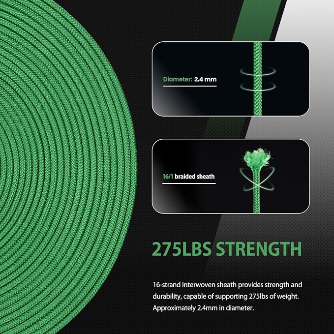 Abma Cord 2.4mm Paracord 275 100ft Nylon Rope 4 Strands Tactical Parachute Cord - Image 4