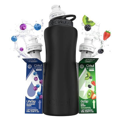 Cirkul 32oz. Matte Black Stainless Steel Water Bottle Starter Kit by Cirkul