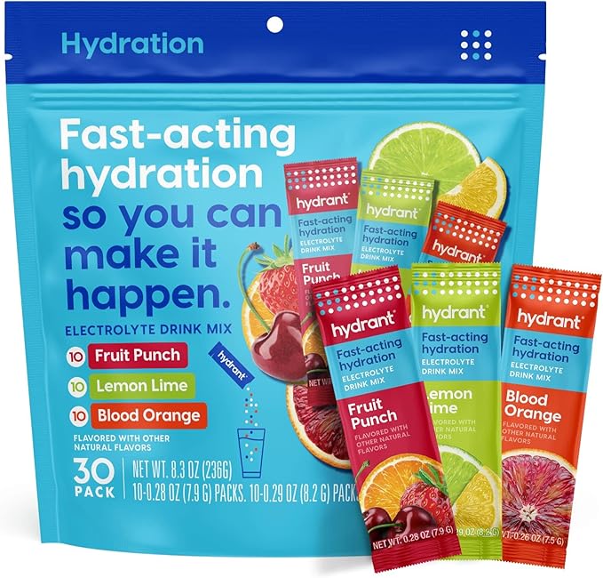 Hydrant - Hydration Powder Variety Pack, 30 Individual Instant Electrolyte by Hydrant