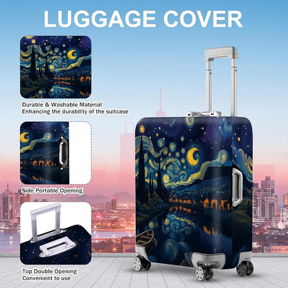 ANNA QUEEN Starry Night Art Luggage Cover, Van Gogh Inspired Suitcase Protector - Image 3