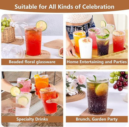 Ciaell 12 Pack Romantic Plastic Water Glasses - 14 Oz Clear Vintage Drinking - Image 9