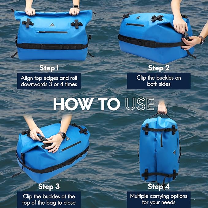 Haimont Large Waterproof Duffel Backpack Roll-Top Heavy Duty Dry Duffle Bag - Image 6
