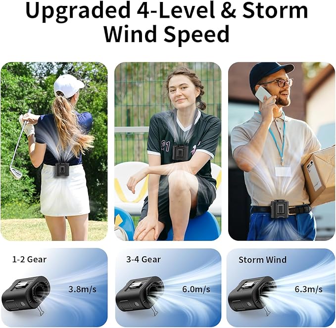 Socool 14500mAh Portable Waist Fan Clip on Belt 360 Rotation Wearable - Image 4