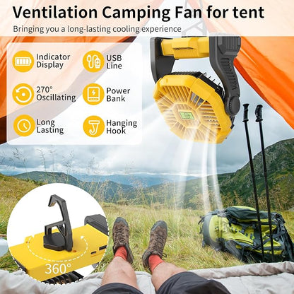 Portable Camping Fan Cordless Battery Powered，270° Rotating Portable Battery - Image 6