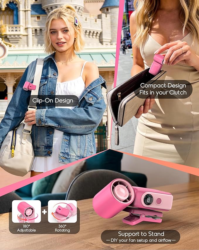 Portable Clip-On Mini Fan, Hands-Free, Turbo Personal Handheld Fans - Image 6