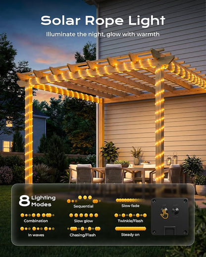 Brightown 2 Pack Solar Rope Lights, Total 78FT 200LED Warm White Solar String - Image 4