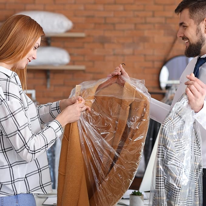 20 Pack Garment Bags for Hanging Clothes Plastic Garment Bags Clear Clothes - Image 5