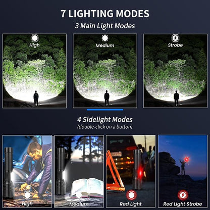 BERCOL Flashlights High Lumens Rechargeable, 90000 Lumens Super Bright Led - Image 4