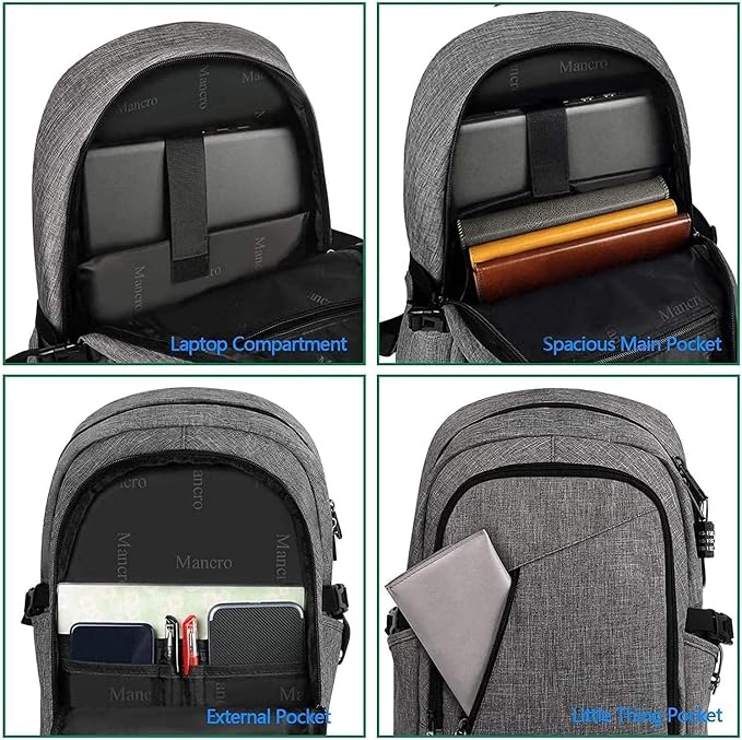 Mancro 17.3 Inch Business Laptop Backpack Large Travel Backpack Lightweight - Image 10