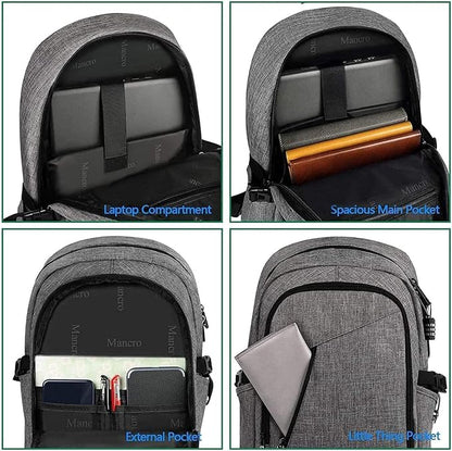 Mancro 17.3 Inch Business Laptop Backpack Large Travel Backpack Lightweight - Image 10